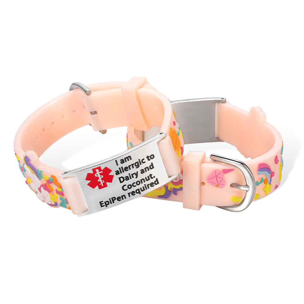 Personalized Cartoon Medical Alert id Bracelets for Kid/Girl/Boy, Allergies Epilepsy Cochlear Implant Asthma Autism Bracelets