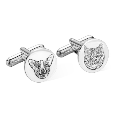 Custom Pet Portrait Cufflinks, Memorial Cufflinks, Stainless Steel/Sterling Silver 925 Cufflinks, Father's Day Gift for Groom/Men/Father