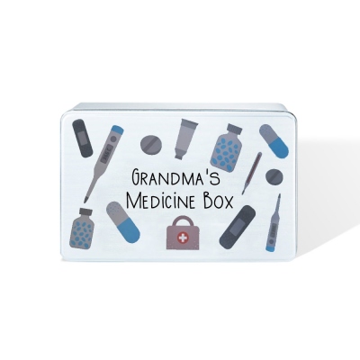 Personalized Medical Medicine Tin, Custom Title First Aid Box Travel Kit, Family Box Plaster Box, Christmas Gift for Mom/Grandma/Family/Friends