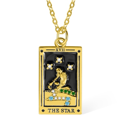 Tarot Card Pendant necklace, Enamel Tarot Necklace, Rectangular Celestial Tarot Sign Necklace, Astrology Necklace, Gifts for Her/Women