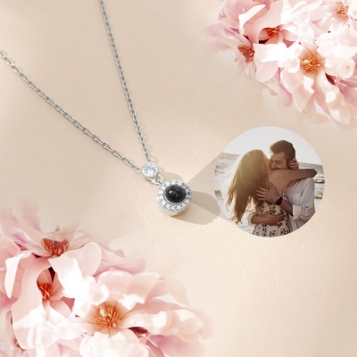 Custom Photo Projection Necklace, Picture Necklace, Necklace with Picture Inside, Memorial Gift, 925 Sterling Silver, Gift for Mom/Grandma/Her