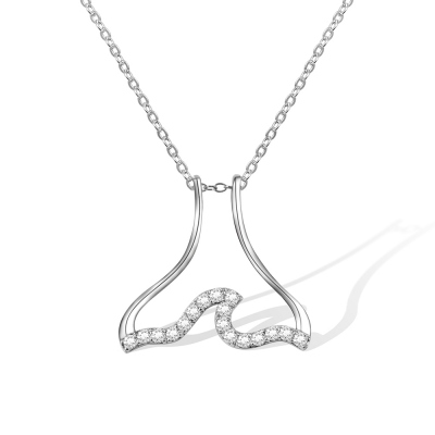 Waves Necklace Ring Holder Necklace with Zircon, Wedding Ring Keeper Necklace, Mermaid Tail Pendants Necklace, Gift for Women/Nurses/Mothers/Wife