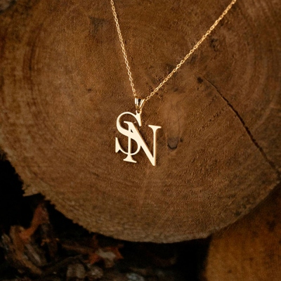 Custom Two Initials Necklace, Minimalist Double Letters Pendant, Sterling Silver/Stainless Steel Couple Necklace, Gift for Lover/Partner/Best Friend