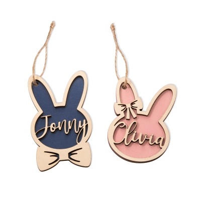 Personalized Bunny Easter Basket Tag, Custom Easter Place Card, Easter Basket Name Charm, Easter Gift, Gift for Friends/Kids