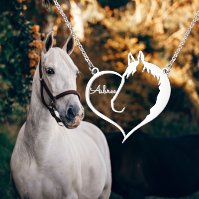 Custom Engraved Heart Horse/Heart Cat/Heart Dog/Horse Necklace, Heart Necklace, Teacher Gift, Minimalist, Bridesmaid Gift, Girlfriend Gift, Gift for Her, Gift for Girl
