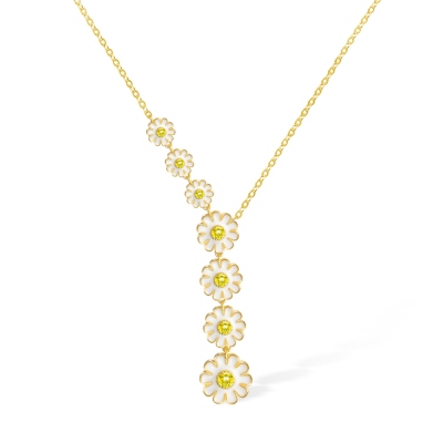 Multi Daisy Necklace, Brass Daisy Necklace, Flower Necklace, Minimalist Necklace, Gift for Mom/Best Friend/Girlfriend/Daughter