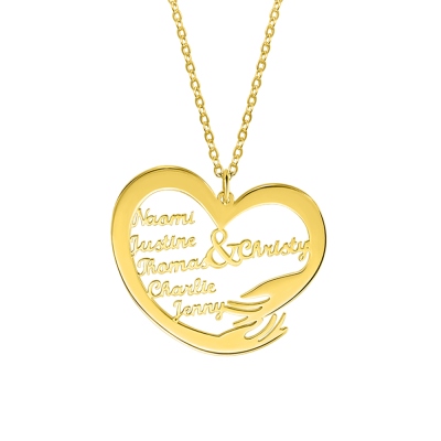 Personalized 1-6 Names Heart Necklace, Mother Heart Necklace, Custom Family Necklace, Mother's Day Gift, Gift for Mom/Grandma