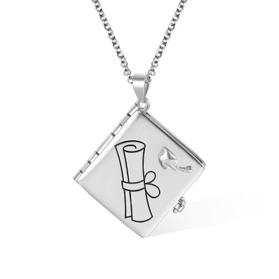 Personalized Graduation Album Necklace, Sterling Silver 925 Photo Necklace, Graduation Souvenir, Motivational Gift, Gift for Students/Graduates