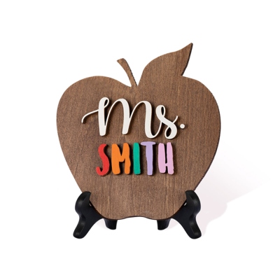 Letrero de maestro personalizado, letrero de Apple, placa de nombre de escritorio, decoración de la oficina del maestro, día del maestro/apreciación/fin de año/Navidad/regalo de regreso a la escuela