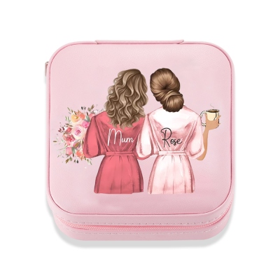 Étui de voyage à bijoux personnalisé, cadeau de la fête des mères de sa fille, boîte à bijoux en cuir personnalisée, cadeaux pour maman/meilleure amie/femme/mariage/demoiselle d'honneur