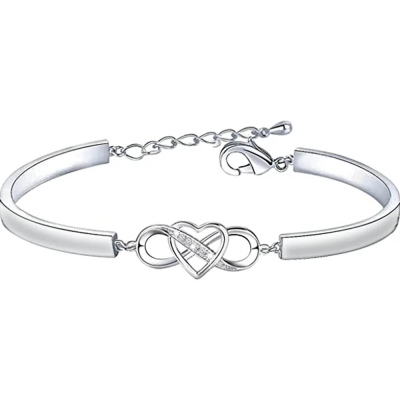 Custom Engraved Always Keep Me in Heart Infinity Bracelet, Custom Engraved Bracelet, Gift for Her, Mother's Day Gift