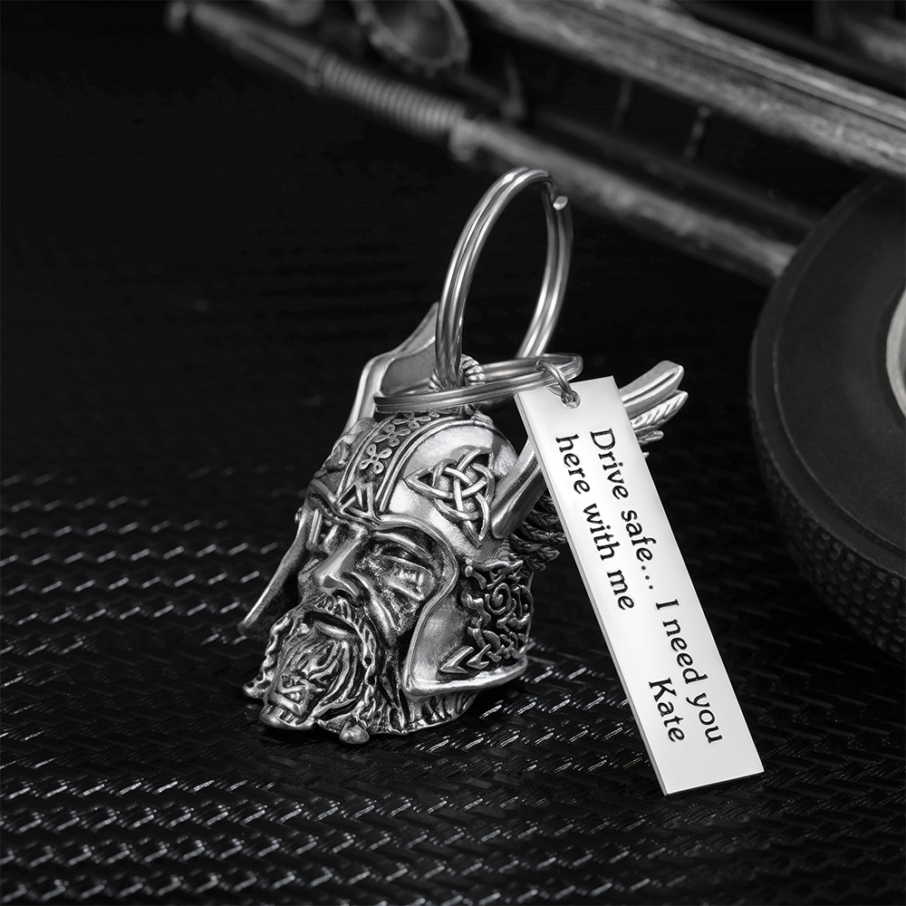 Odin Viking God Ride Bell, Gremlin Bells for Motorcycles, Biker Gift, Good Luck Keychain for Men