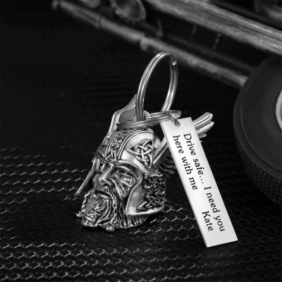Odin Viking God Ride Bell, Gremlin Bells for Motorcycles, Biker Gift, Good Luck Keychain for Men