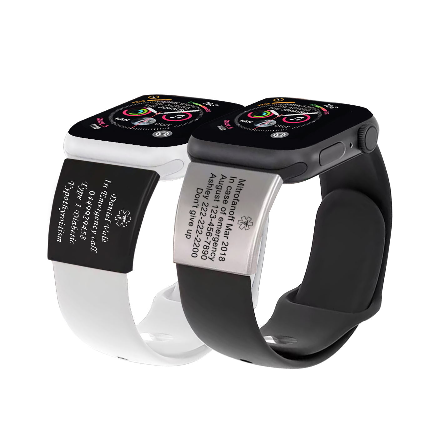 Personalized Engraved Medical Alert ID Tag for Apple Watch Band, Emergency Safety Plate, Fitness Runners Athletes Climbers Elderly Essential
