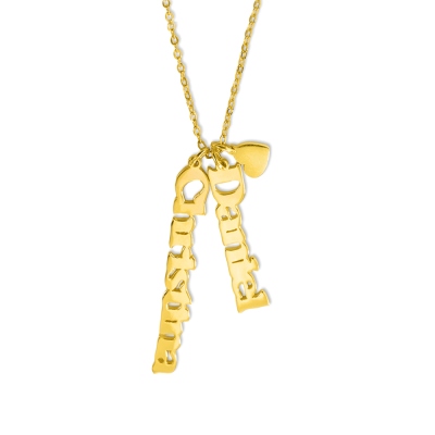 Aangepaste bengelen naam ketting, hart charme ketting, meerdere naam ketting, verticale naam ketting, minimalistische ketting, cadeau voor vrouw/moeder/dochter
