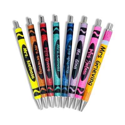 Personalized Name Glitter Crayon Pen, Set of 2, Glitter Crayon Pen, Glitter Pencil, Teacher Appreciation Gift, Back to School Gift, Gift for Student
