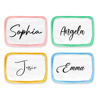 Custom Name Clear Makeup Bag with Zipper, Travel Transparent Toiletry Carry Pouch Cosmetic Bag, Birthday/Wedding/Bachelorette Party/Bridesmaid Gift