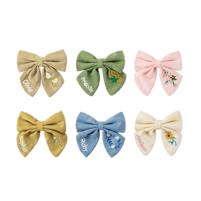 Personalized Embroidered Hair Bow for Girls, Custom Name Hair Clip, Baby Hair Clips, Toddler Bows with Name, Baby Headband, Gift for Girls/Women
