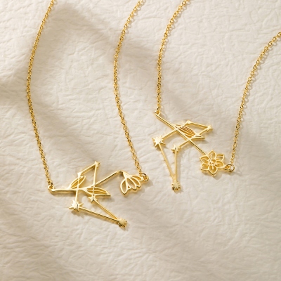 Zodiac birth flower necklace