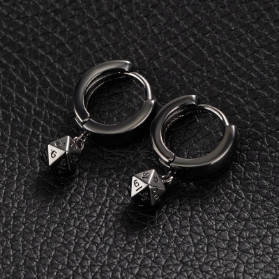 Doldols Black Gold D20 Dice Earrings, DND Earrings,DND Dice Earrings, DND Jewelry, DND Gifts For Women, Gift for DND Players