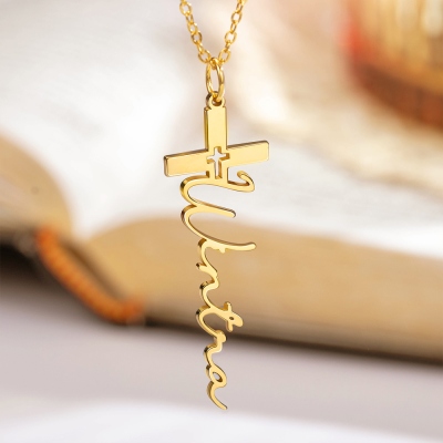 Personalized Cross Necklace, Baptism Gifts, Gift for Church, Custom Cross Jewelry, Christening Gift, Crucifix Necklace, First Communion Gift
