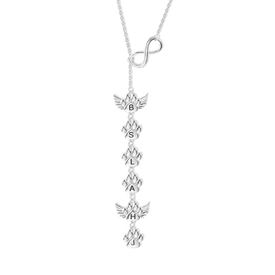 Collier personnalisé d’impression de patte avec aile d’ange, collier en argent sterling avec initiale, cadeau commémoratif pour la perte, cadeau pour maman de chien/amant d’animal de compagnie/elle