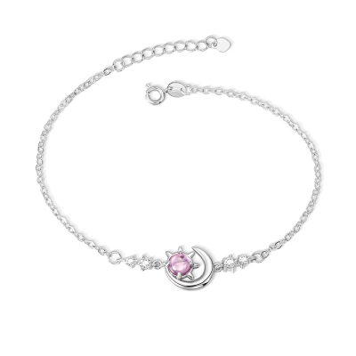 Personalized Crescent Moon Sun Star Anklet, Custom Birthstone  Anklet, 925 Sterling Silver Dainty Feet Foot Chain Leg Ankle Bracelet, Gift for Her