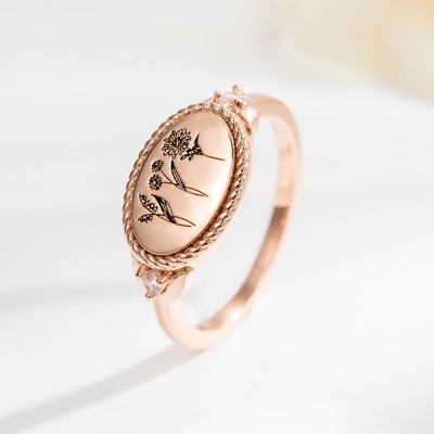 Custom Multiple Birth Flower Ring, Birth Month Flower Ring, Mother's Ring, Floral Ring, Sterling Silver Ring, Minimalist Bouquet Ring, Gift for Her