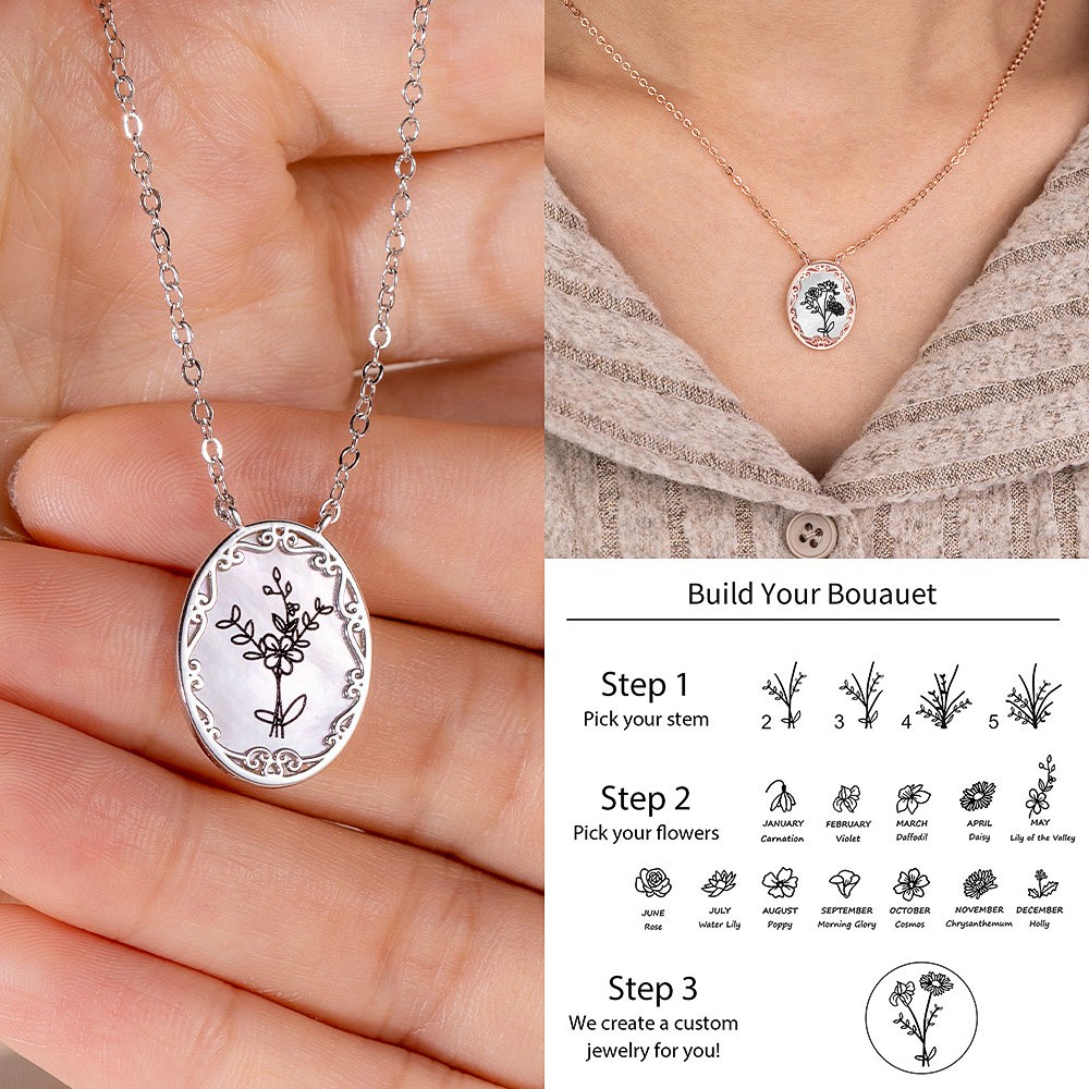 Elegant Women's Birthflower Necklace
