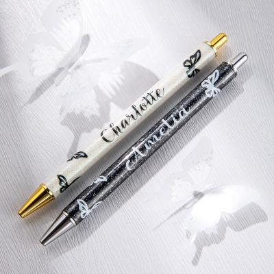 Personalized Glitter Butterfly Gel Pen, Custom Sparkly Pen, Graduation/Appreciation/Back to School Gift for Kids/Students/Teachers/Friends/Colleagues
