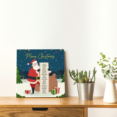 Personalized Name Santa's List Canvas, Custom Christmas Canvas Ornament, Room Decoration, Christmas Ornament, Christmas Gifts for Grandkids/Family