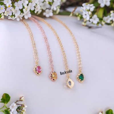 Collier de pierre de naissance personnalisé, bijoux en pierres précieuses délicates pour femmes, anniversaire/fête des mères/cadeau de Noël pour elle/maman/grand-mère/meilleures amies