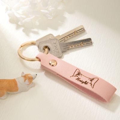 Gift for Pet Owner, Personalized Name Pet Ear Keychain, Animal Design Backpack Handbag Accessory, Birthday/Christmas Gift for Pet Lover