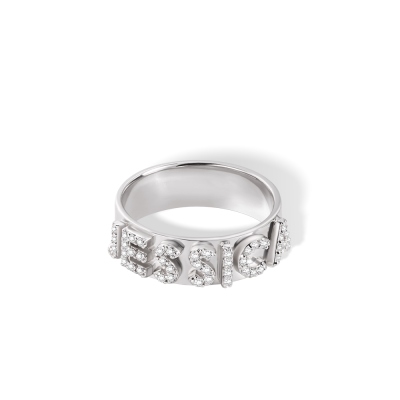Custom 18K Gold Block Ring with Zirconia, Sterling Silver 925 Jewelry, Stackable Statement Ring, Birthday/Christmas/Mother's Day Gift for Women/Girls