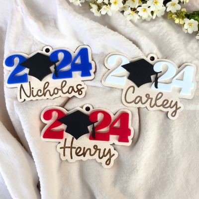 Ornement personnalisé de casquette de remise des diplômes, classe de lycée de 2024 souvenir, faveur de remise des diplômes, cadeau de remise des diplômes pour les étudiants/famille/amis