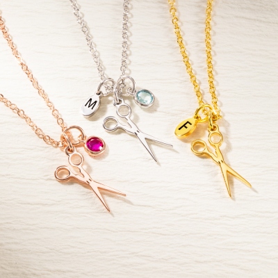 Custom Scissors Necklace for Hairdresser, Dainty Small Scissor Jewelry Sterling Silver, Hairstylist Must Haves, Cosmetology School Graduation Gift