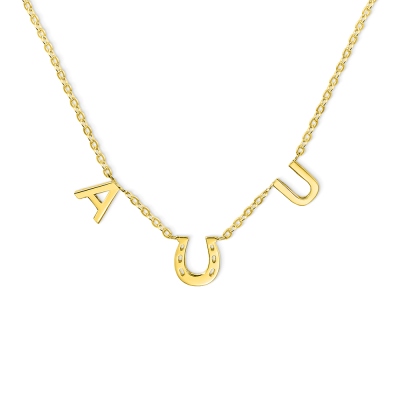 Personalized Horseshoe Necklace with Two Initials, Lucky Charm Necklace, Birthday/Wedding/Anniversary Gift for Horse Lover/Bride/Mom/Best Friend