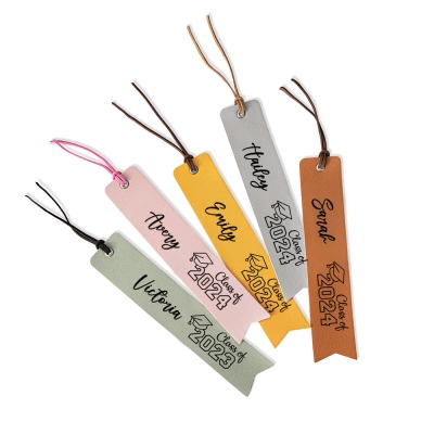 Personalized Name Class of 2024 Graduation Bookmark, Leather Bachelor Cap Bookmark, College Keepsake, Graduation Gift for Students/Family/Book Lovers