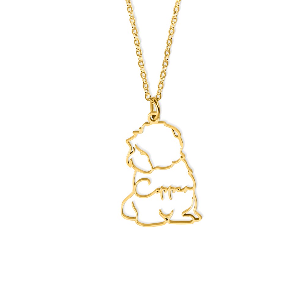 Aangepaste hondenras silhouet overzicht foto ketting met naam, hond huisdier foto ketting, huisdier Memorial sieraden, cadeau voor vrouwen/meisjes/familie/huisdierenliefhebber
