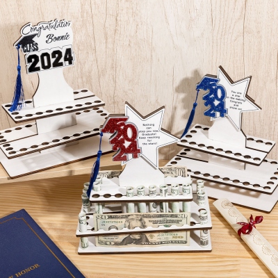 Custom Graduation Tiered Cake Money Holder, College Graduation Money Cake, Class of 2024 Graduation Party Decor, Graduation Gift for Family/Friends