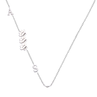 Personalized Dog Paw Print Necklace with Sideway Name, Dainty Letter Pendant Necklace, Pet Memorial Jewelry, Birthday Gift for Pet Lover/Dog Mom/Her