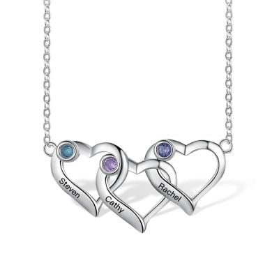 Custom Name Heart Necklace with Birthstone, Personalized Birthstone Heart Pendant Necklace, Birthday/Anniversary/Mother's Day Gift for Mom/Grandma/Her