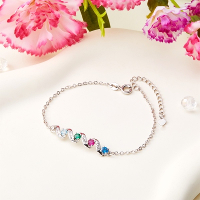 Personalized 1-6 Birthstone Family Bracelet, Custom Multiple Names Bracelet, Family Jewelry, Mother's Day/Birthday/Anniversary Gift for Mom/Grandmom