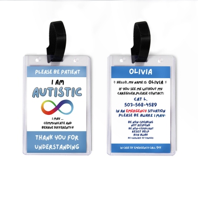 Personalized Autism Medical Alert ID Card with Name & Number, Autism Emergency Contact Cards Lanyard, Birthday/Christmas Gift for Kids/Autism Patient