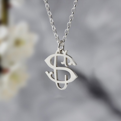 Gepersonaliseerde twee met elkaar verweven initialen ketting, sterling zilver 925 monogram ketting, verjaardag/verjaardag/kerstcadeau voor hem/haar/familie/vrienden