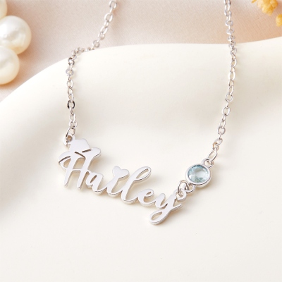 Personalized Cowboy Hat Heart Necklace with Birthstone, Custom Name Pendant Necklace, Western Jewelry, Birthday Gift for Cowgirl/Woman/Her