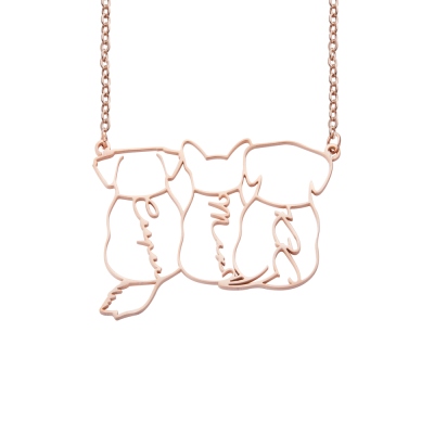 Custom Cat/Dog Breed Necklace, Personalized Up to 4 Back Sitting Cat/Dog Name Necklace, Sterling Silver 925 Dog Memorial/Dog Loss Jewelry, Gift for Dog Mom/Dad
