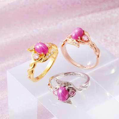 Personalized Engraved Vintage Pink Star Ring, Lindy Star Promise Ring, 6 Ray Star Ring, Birthday/Anniversary/Valentine's Day Gift for Her/Mom/Friend