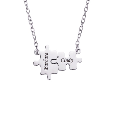 Custom Autism Awareness Puzzle Necklace with Engraved Name, Jewelry for Women, Autism Mother's Day/Birthday Gifts for Mom