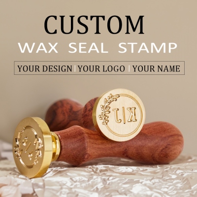 Custom Logo Wax Envelope Seal Stamp Kit with Gift Box for Wedding Invitation, Wedding Gift for Family/Groom/Bride